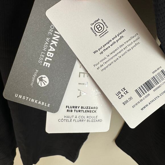 Athleta Flurry Blizzard Rib Turtleneck Plus 1X Black 631818 - Picture 3 of 9